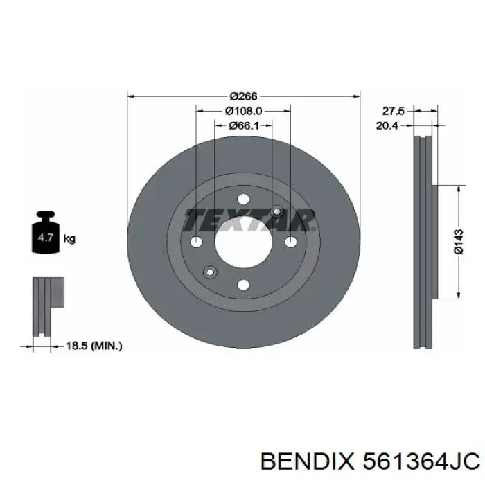 561364JC Jurid/Bendix Диск тормозной передний