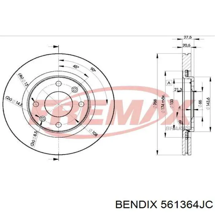 Тормоз дисковый передний Jurid/Bendix 561364JC цена, от 26.23 USD