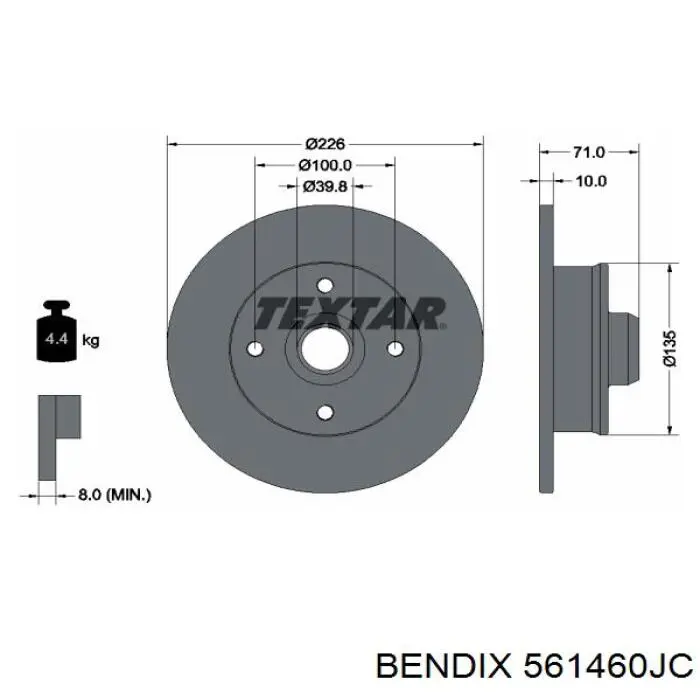 Задний дисковый тормоз Jurid/Bendix 561460JC