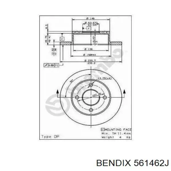 561462J Jurid/Bendix Диск тормозной передний