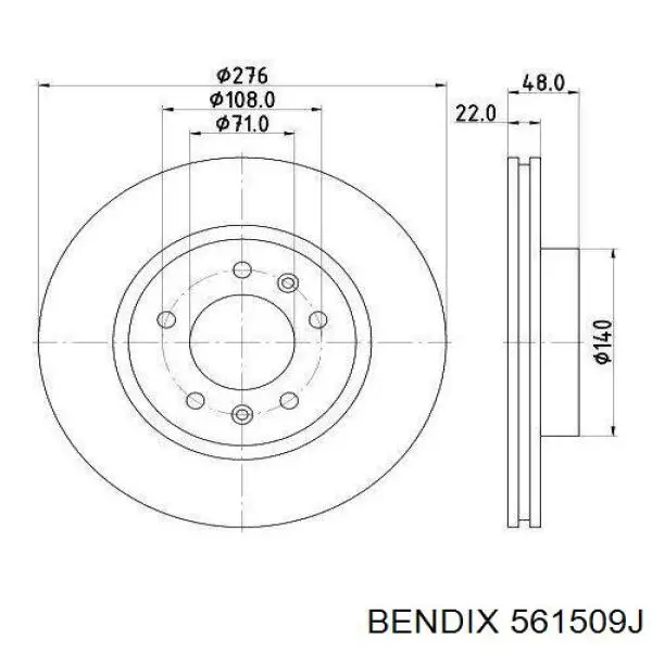 Передние тормозные диски 561509J Jurid/Bendix