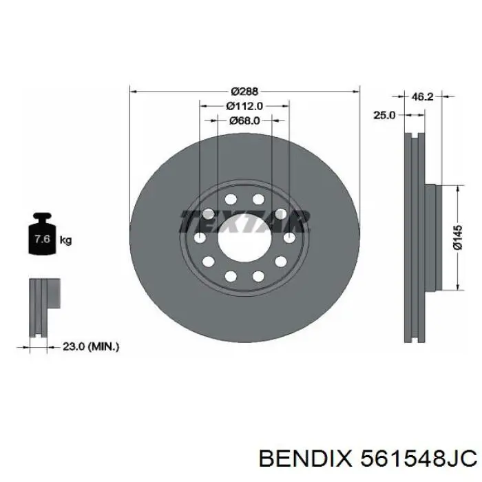 Передние тормозные диски 561548JC Jurid/Bendix