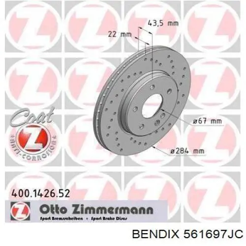 Тормоз дисковый передний Jurid/Bendix 561697JC цена, от 34.00 USD