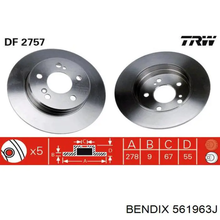 Купить 561963J Jurid/Bendix Диск тормозной задний