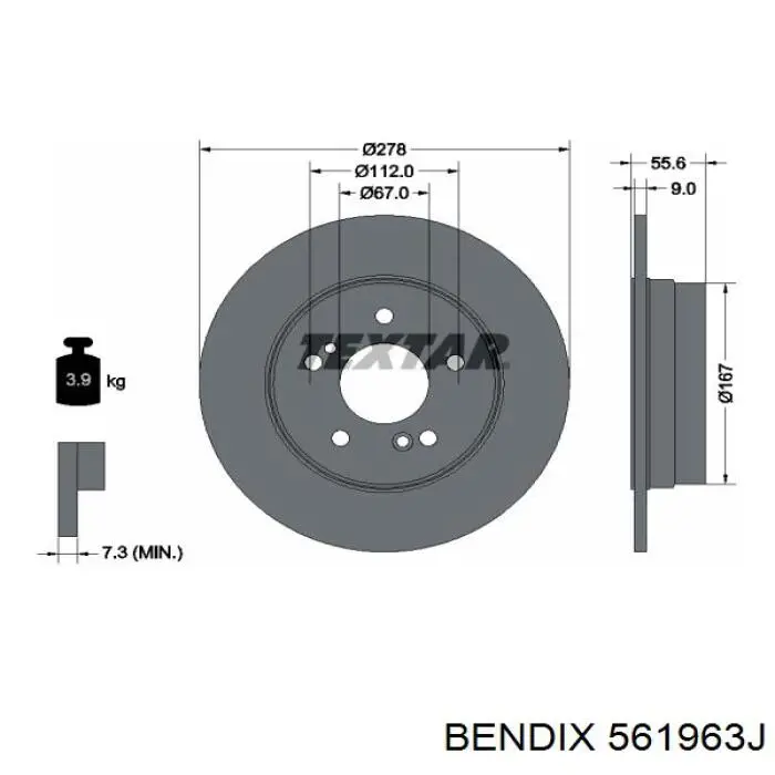Задний тормозной диск Jurid/Bendix 561963J цена, от 28.26 USD