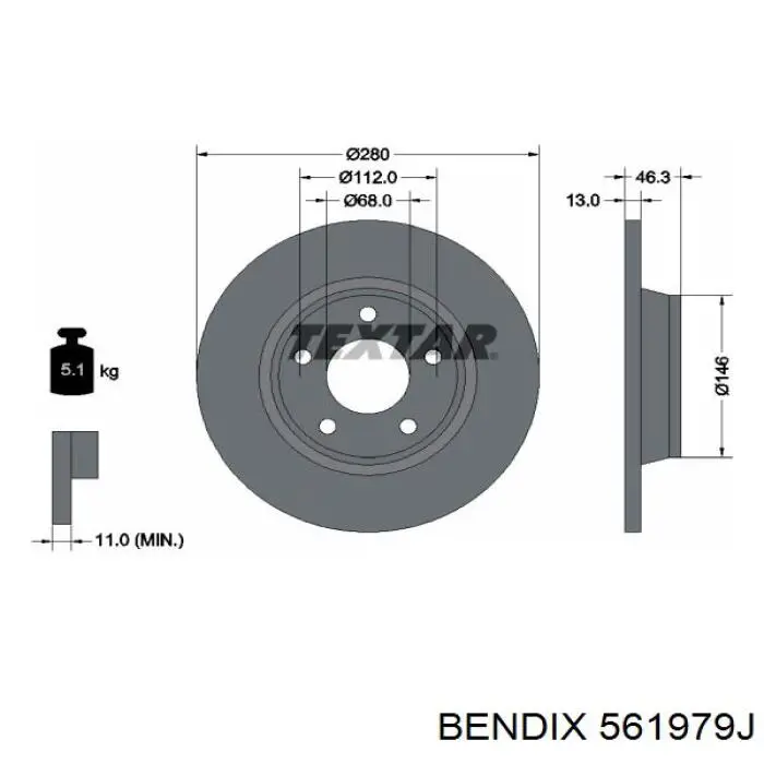 Купить 561979J Jurid/Bendix Ротор тормозной