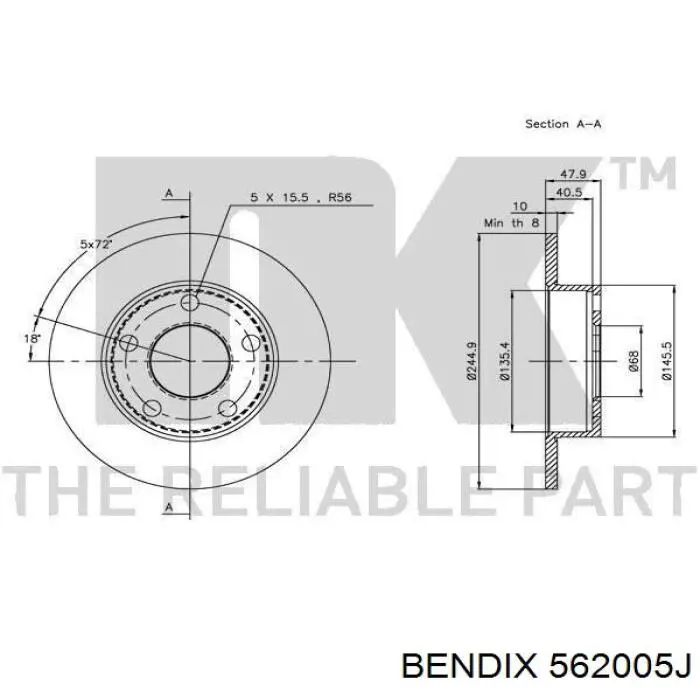 Купить 562005J Jurid/Bendix Диск тормозной задний