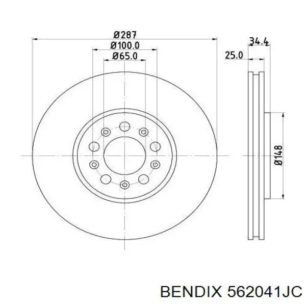 Тормоз дисковый передний Jurid/Bendix 562041JC цена, от 39.93 USD