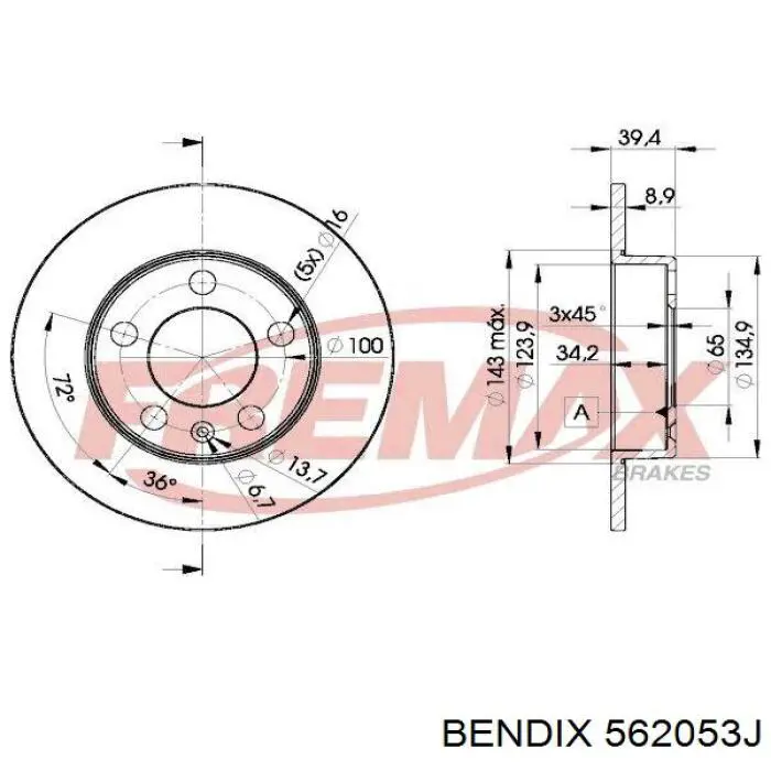 Тормозные диски 562053J Jurid/Bendix