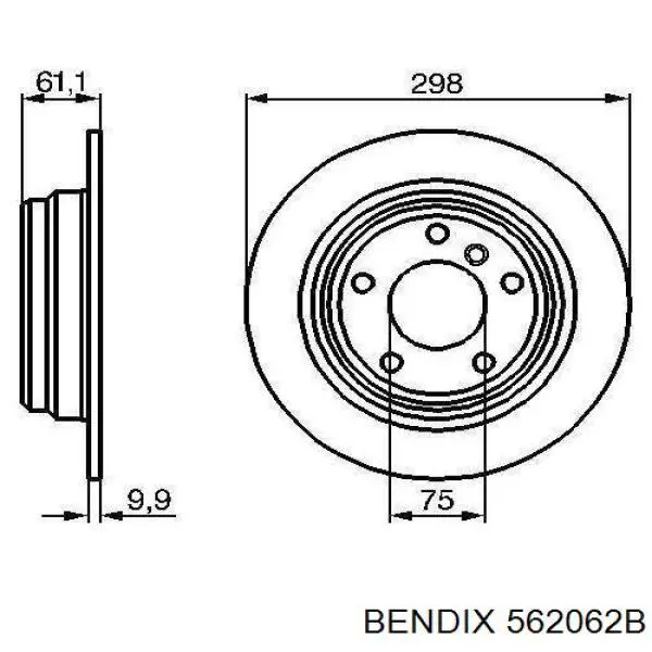 Задний дисковый тормоз Jurid/Bendix 562062B