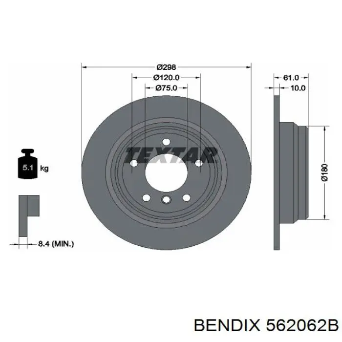 562062B Jurid/Bendix диск тормозной задний