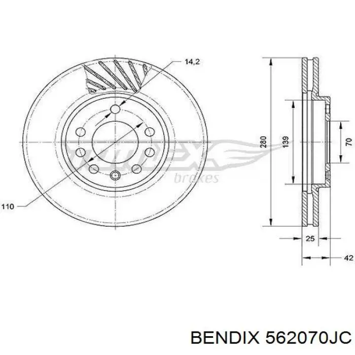 Купить 562070JC Jurid/Bendix Ротор тормозной