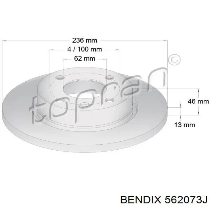 Передние тормозные диски 562073J Jurid/Bendix