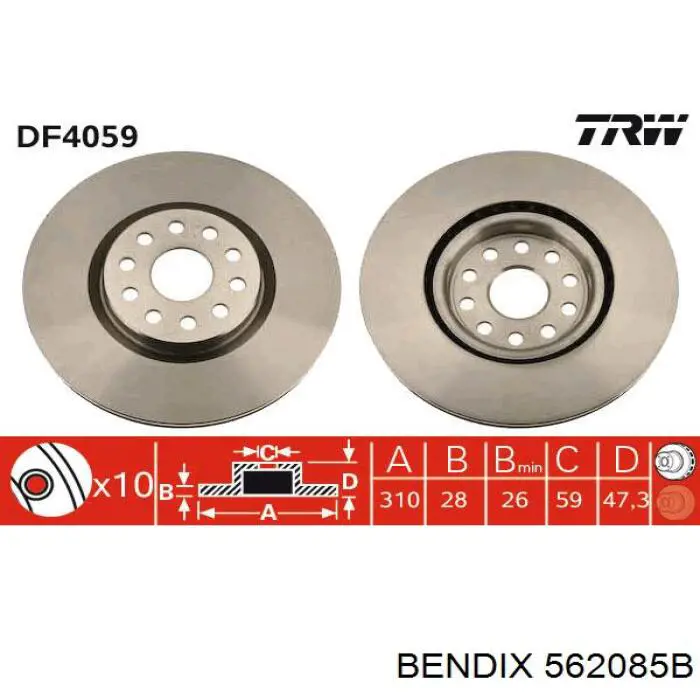 562085B Jurid/Bendix диск тормозной передний