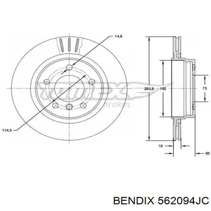 Задний тормозной диск Jurid/Bendix 562094JC цена, от 34.94 USD