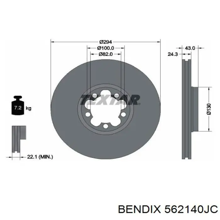 Передний тормозной диск Jurid/Bendix 562140JC