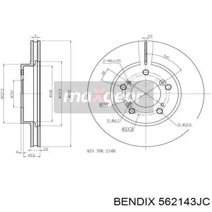 Передние тормозные диски 562143JC Jurid/Bendix