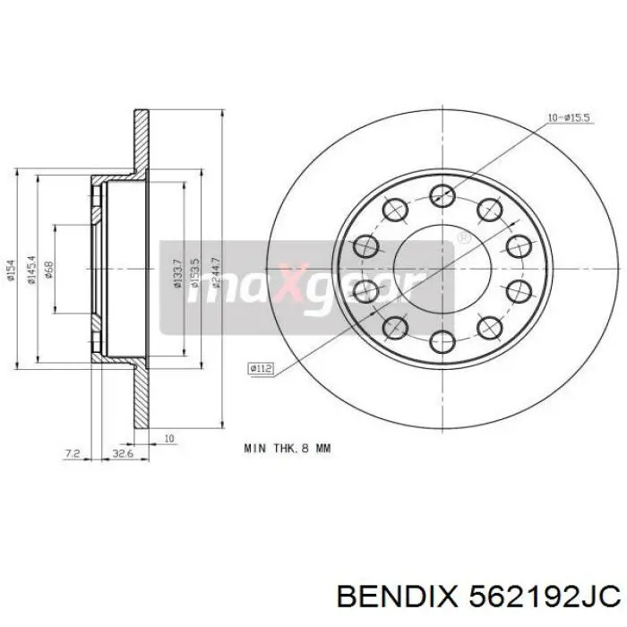 562192JC Jurid/Bendix Дисковый тормоз