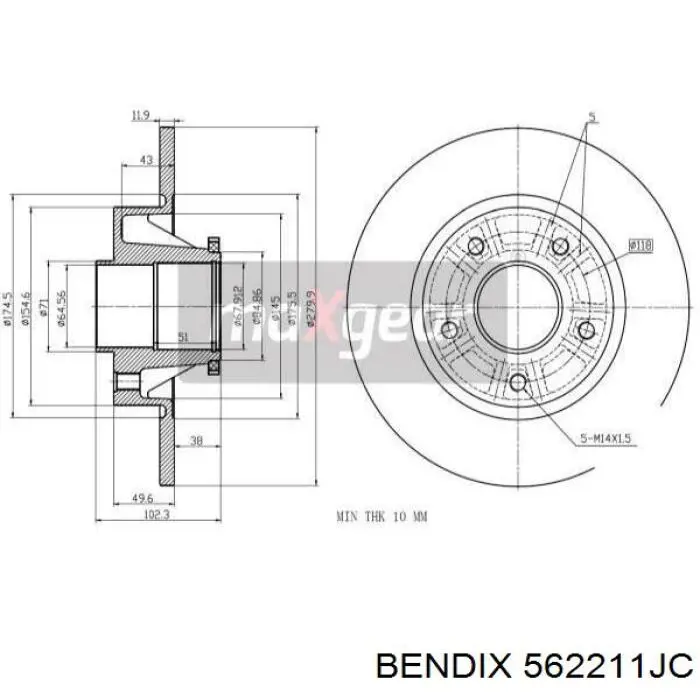 Купить 562211JC Jurid/Bendix Диск тормозной задний