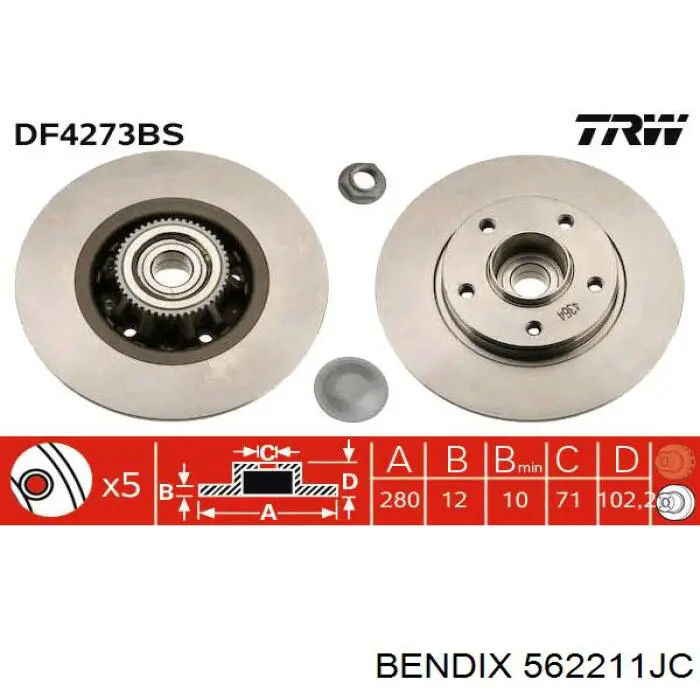 Задний тормозной диск Jurid/Bendix 562211JC цена, от 54.23 USD