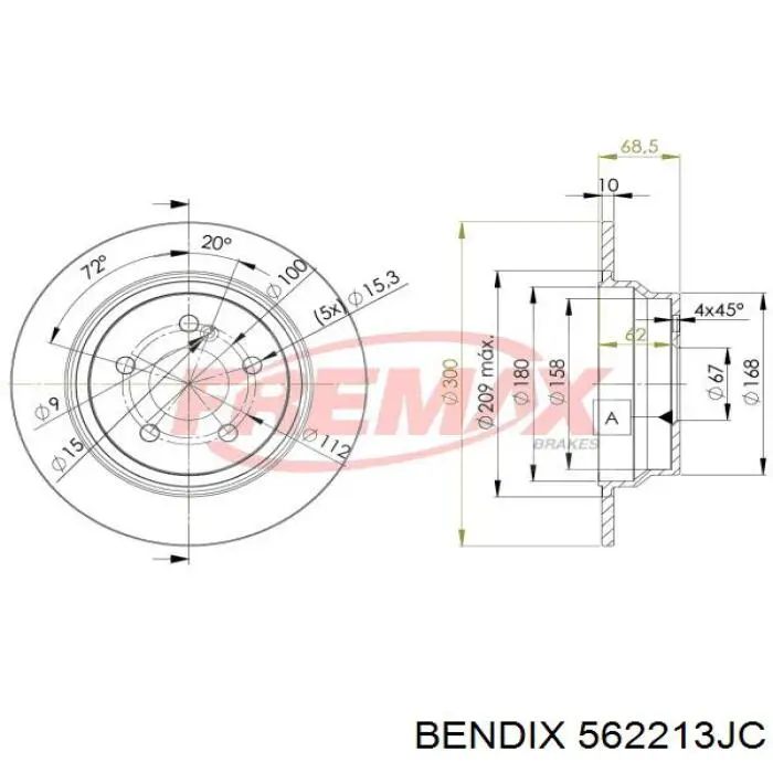 Тормозные диски 562213JC Jurid/Bendix