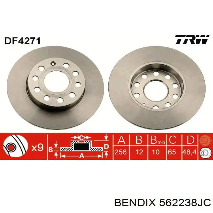 Тормозные диски 562238JC Jurid/Bendix