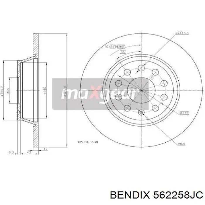 562258JC Jurid/Bendix Дисковый тормоз