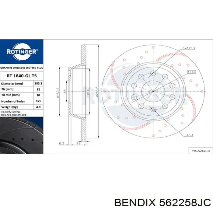 Купить 562258JC Jurid/Bendix Диск тормозной задний