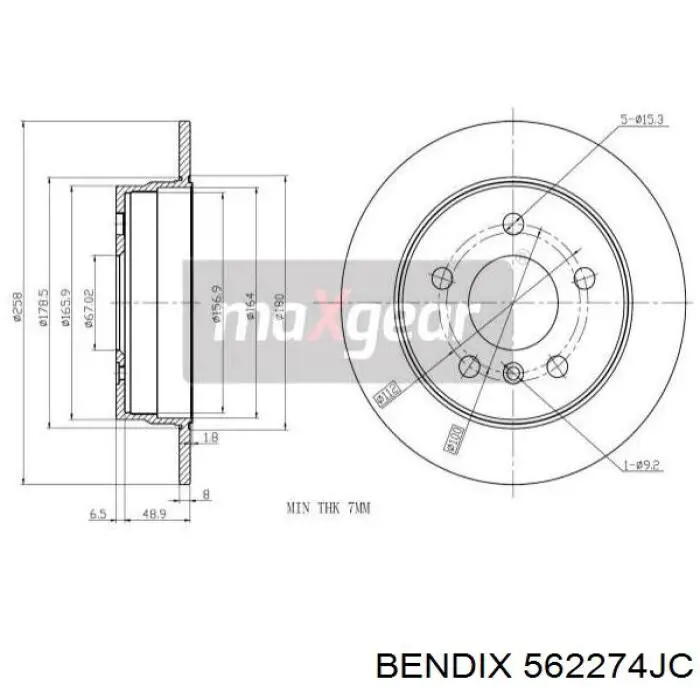 Задний тормозной диск Jurid/Bendix 562274JC цена, от 25.80 USD
