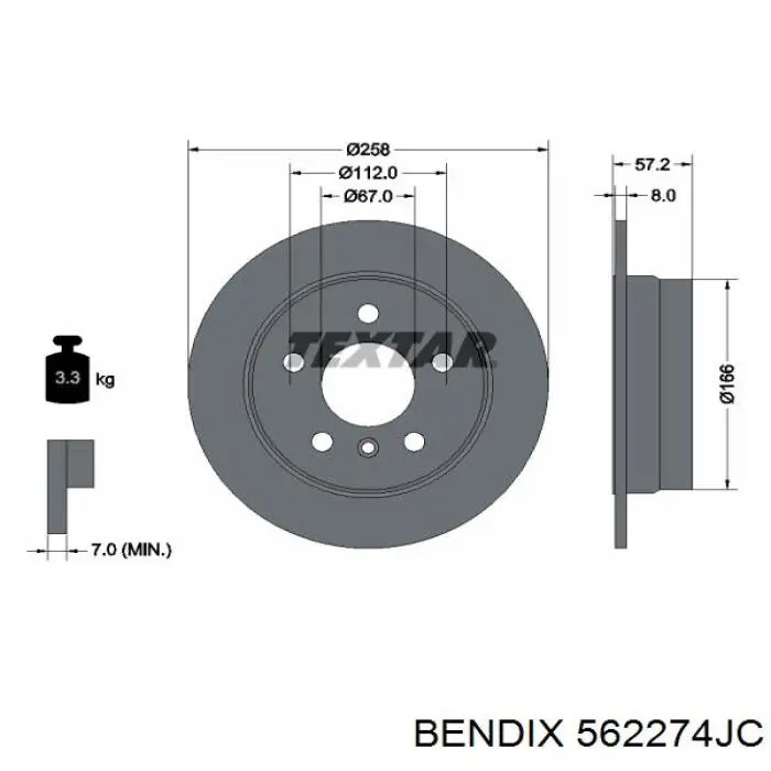 Задний дисковый тормоз Jurid/Bendix 562274JC
