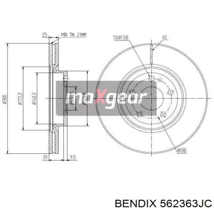 Передние тормозные диски 562363JC Jurid/Bendix