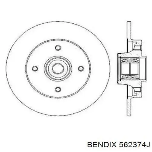 562374J Jurid/Bendix диск тормозной задний