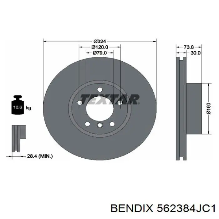 Купить 562384JC1 Jurid/Bendix Ротор тормозной