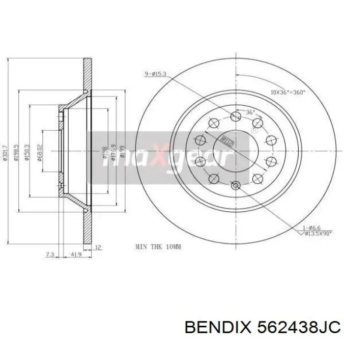 Задний дисковый тормоз Jurid/Bendix 562438JC