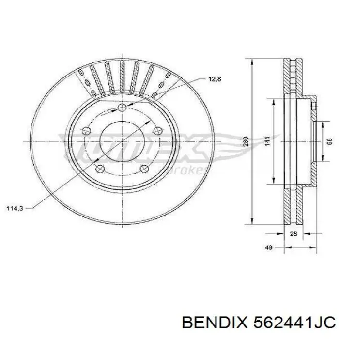 562441JC Jurid/Bendix Диск тормозной передний