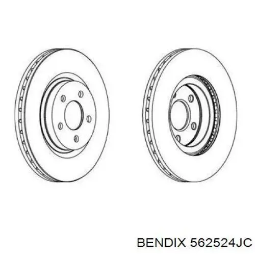 Передние тормозные диски 562524JC Jurid/Bendix