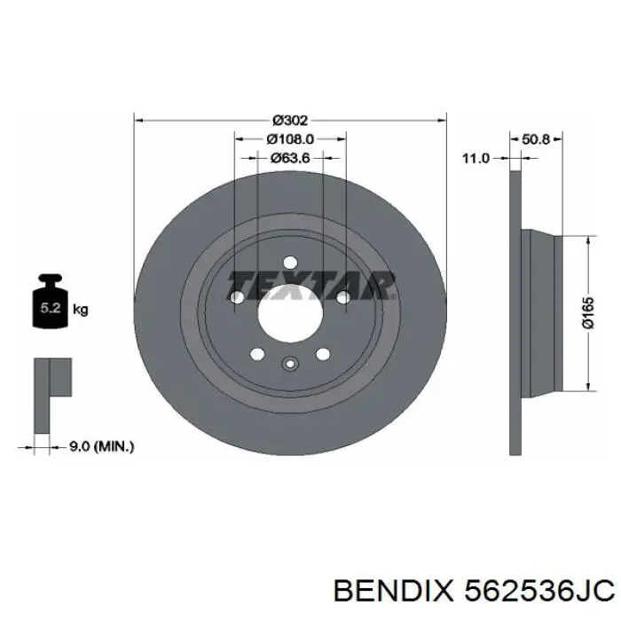 Тормозные диски 562536JC Jurid/Bendix