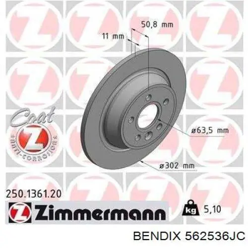 562536JC Jurid/Bendix Дисковый тормоз