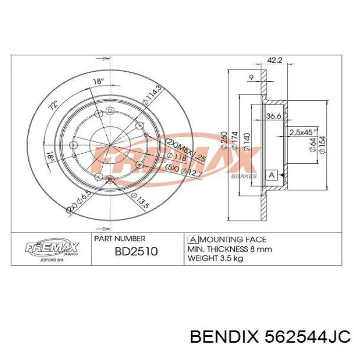 Задний тормозной диск Jurid/Bendix 562544JC цена, от 27.16 USD