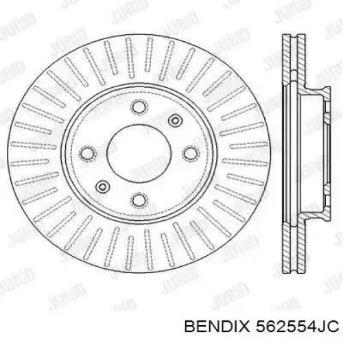 Передние тормозные диски 562554JC Jurid/Bendix