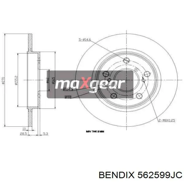Тормозные диски 562599JC Jurid/Bendix