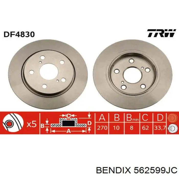 Задний дисковый тормоз Jurid/Bendix 562599JC