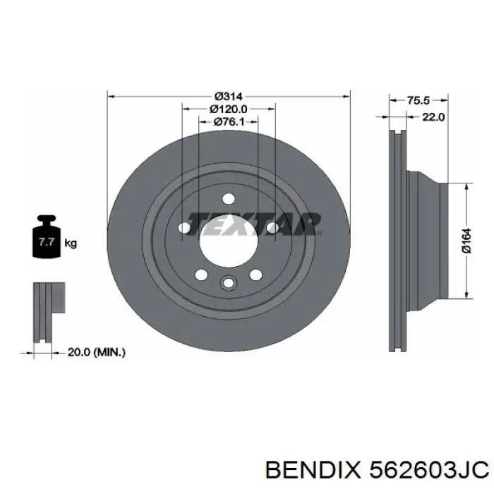 Тормозные диски 562603JC Jurid/Bendix