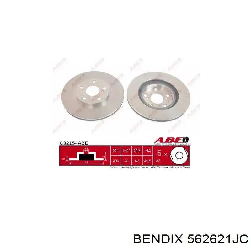 Передние тормозные диски 562621JC Jurid/Bendix
