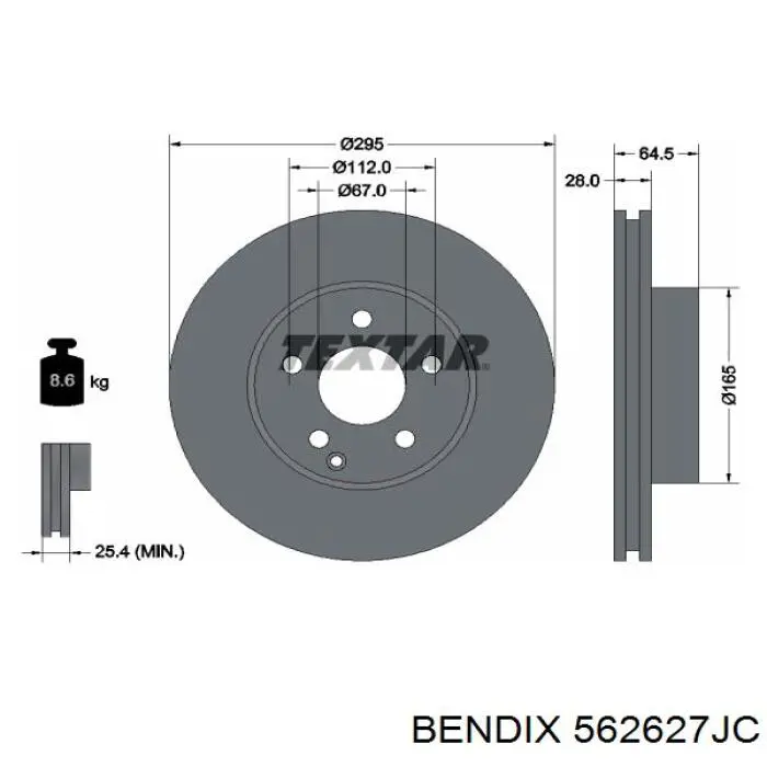 Купить 562627JC Jurid/Bendix Ротор тормозной