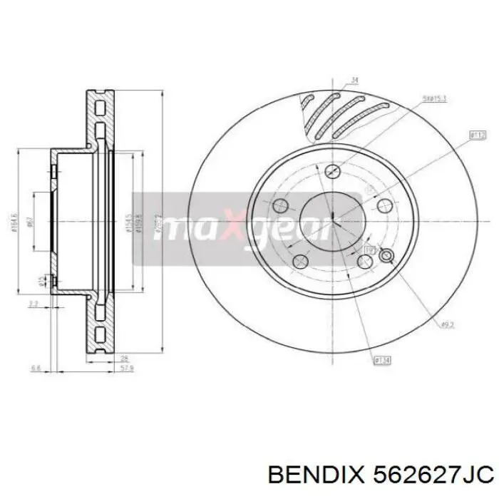 Тормоз дисковый передний Jurid/Bendix 562627JC цена, от 50.80 USD