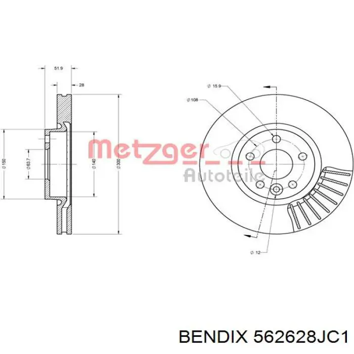 Купить 562628JC1 Jurid/Bendix Ротор тормозной