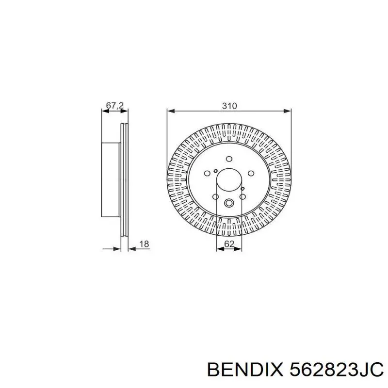 Задний тормозной диск Jurid/Bendix 562823JC цена, от 55.65 USD