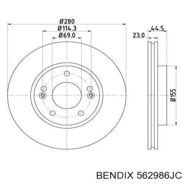 Передние тормозные диски 562986JC Jurid/Bendix