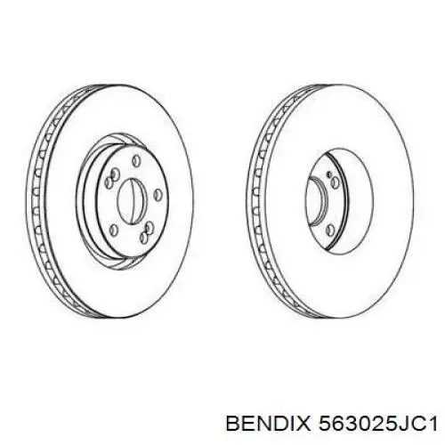 Передние тормозные диски 563025JC1 Jurid/Bendix